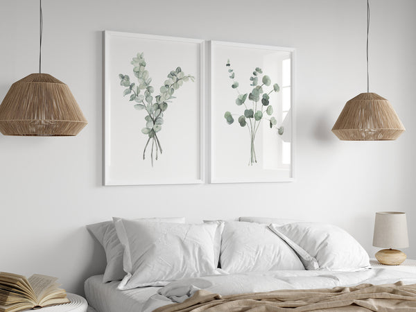 Scandinavian sage green wall décor prints