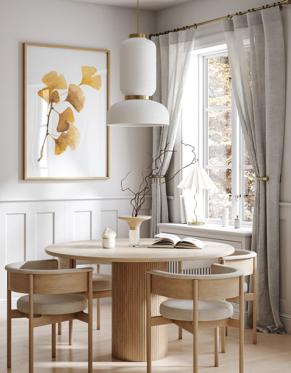 Ginkgo Poster in Gelb – Botanischer Kunstdruck in Aquarell, Minimalistische Wanddeko fürs Schlafzimmer oder Wohnzimmer