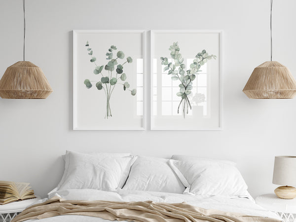Scandinavian sage green wall décor prints