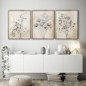 Farmhouse botanical fine art print set of 3