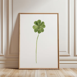Aquarell Kleeblatt Poster – Grünes Glückssymbol als Wandbild – Minimalistische Naturkunst für Wohnzimmer, Flur oder Büro