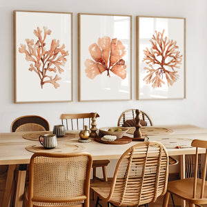 3-teiliges Wandbilder-Set in Orange & Burnt Sienna – Minimalistische Korallen Poster für Wohnzimmer, Schlafzimmer & moderne Deko