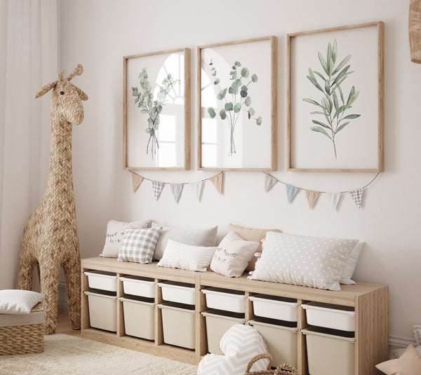 Skandinavische botanische Wanddekoration – 3er-Set Kunstdrucke, moderne Wandkunst