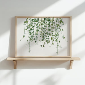 Hanging leaves wall art in watercolor style, extra large