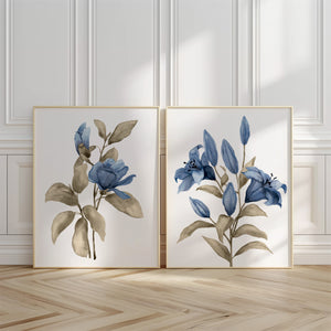 Marineblaue Blumen im 2er Set