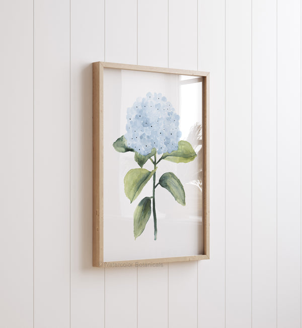 Set aus 4 Aquarell Hortensien Postern – Blaue Blumen Bilder – Botanische Wanddeko für modernes Wohnzimmer oder Schlafzimmer