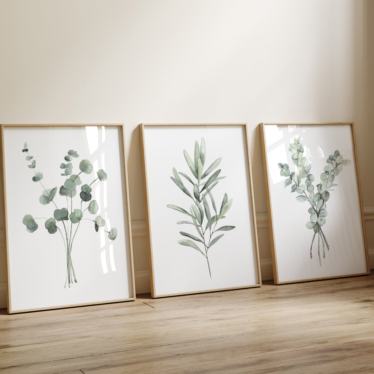 Scandinavian botanical wall decor - set of 3 prints, modern wall art ...
