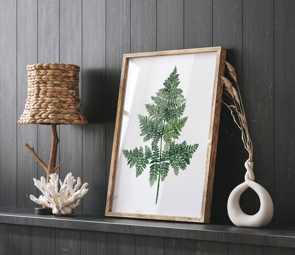 Set of 6 green fern leaf wall art prints