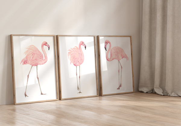 Rosa Flamingo-Drucke, 3er-Set, moderne Küstenkunst für Kinder