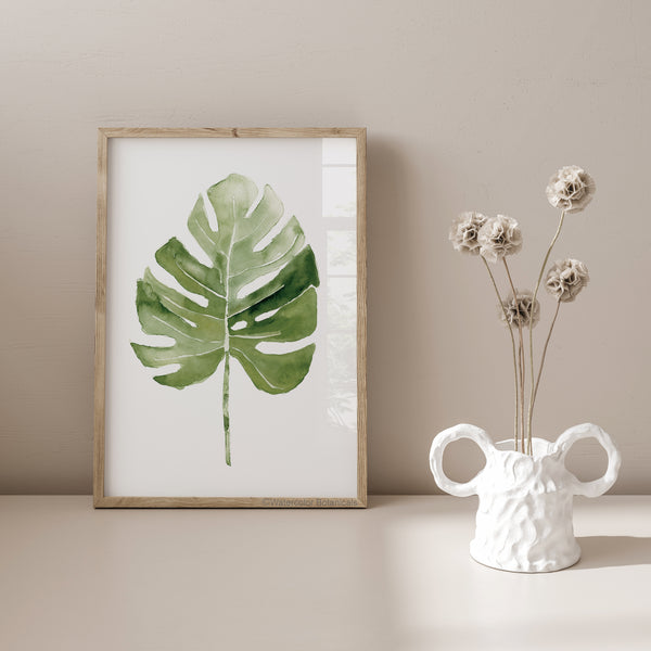 Watercolor Monstera Leaf - Minimalist wall Art