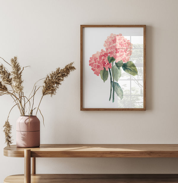 Watercolor hydrangea flower prints, Set of 3 Posters