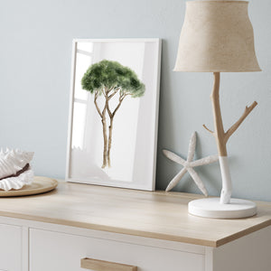 Aquarell Kiefer Poster – Minimalistisches Baum Wandbild im Japandi Stil – Natur Kunst für Wohnzimmer oder Schlafzimmer