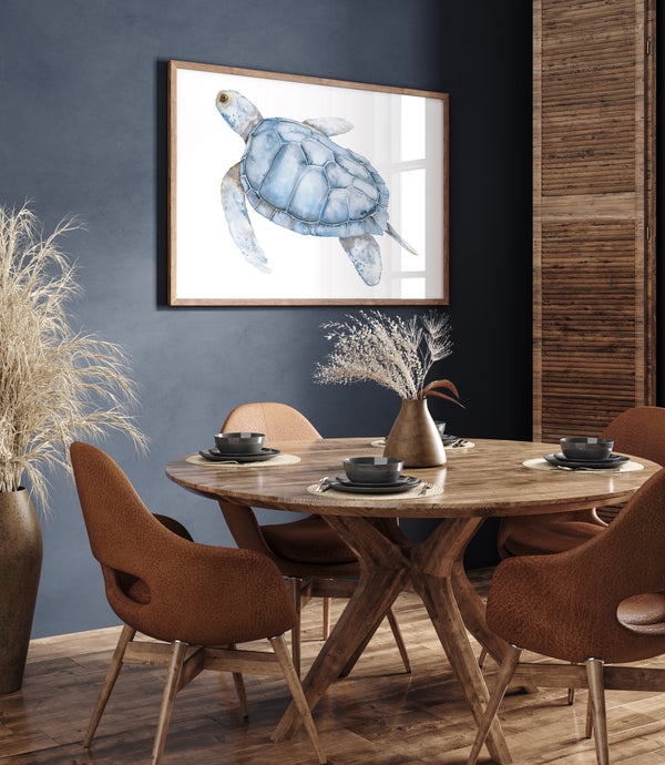 Neutrales Aquarell Schildkröten Poster – Küsten Wandkunst – Große Deko