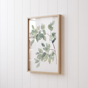 Aquarell Blätter Poster – Grünes Pflanzen Wandbild – Minimalistische Naturkunst im Japandi Stil für Wohnzimmer oder Schlafzimmer