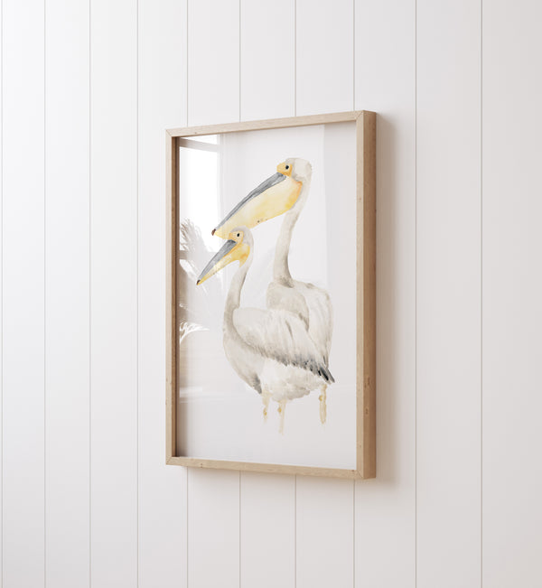 Abstrakte Pelikane – 2er-Set Moderne Aquarell Wandbilder