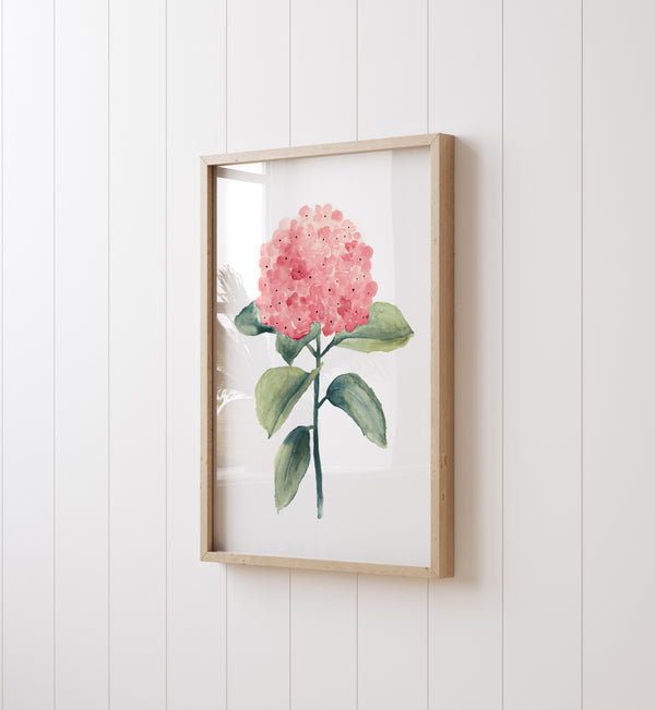 Watercolor hydrangea flower prints, Set of 3 Posters