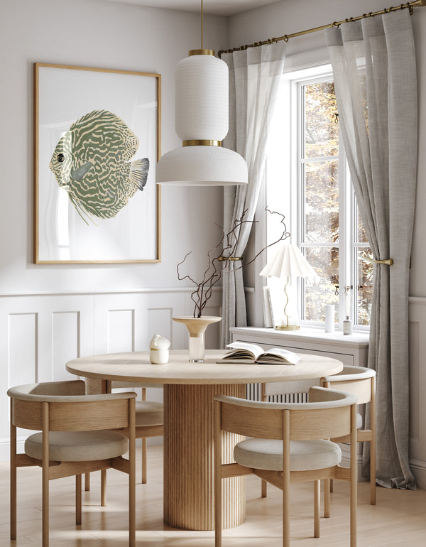 Zwei Fische Aquarell Poster Set – Salbeigrüne Skandinavische Wandbilder im Minimalistischen Stil