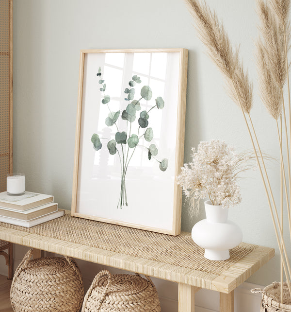 Salbei Grün Watercolor Botanical Art Set 3 – Eukalyptus Botanische Wandbilder, Minimalistische Skandinavische Wohn Deko