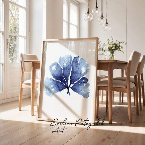 Hamptons-style navy coral wall posters, Set of 3