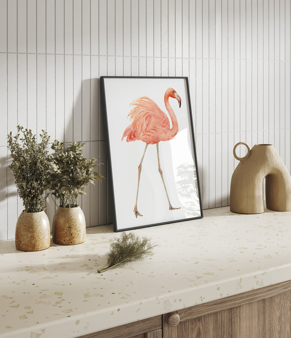 Set of 2 flamingo watercolor prints