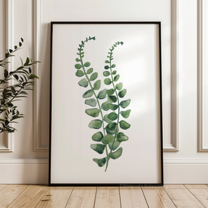 Green botanical wall art in Scandinavian style