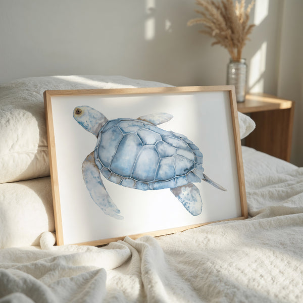Neutrales Aquarell Schildkröten Poster – Küsten Wandkunst – Große Deko