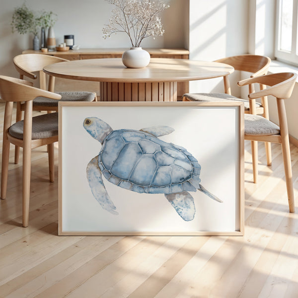 Neutrales Aquarell Schildkröten Poster – Küsten Wandkunst – Große Deko