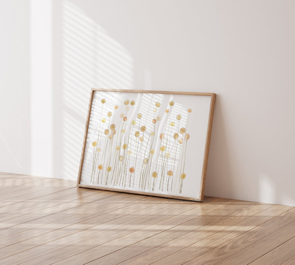 Gelb Beige Aquarell Abstrakt – Minimalistisches Wandbild – Skandinavische Deko Kunstdruck