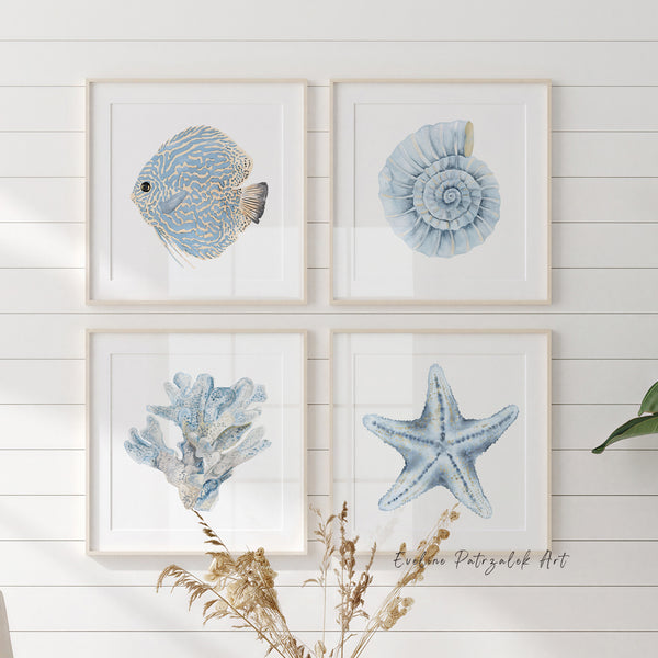 Aquarell Küstenbilder Set aus 4 Bildern