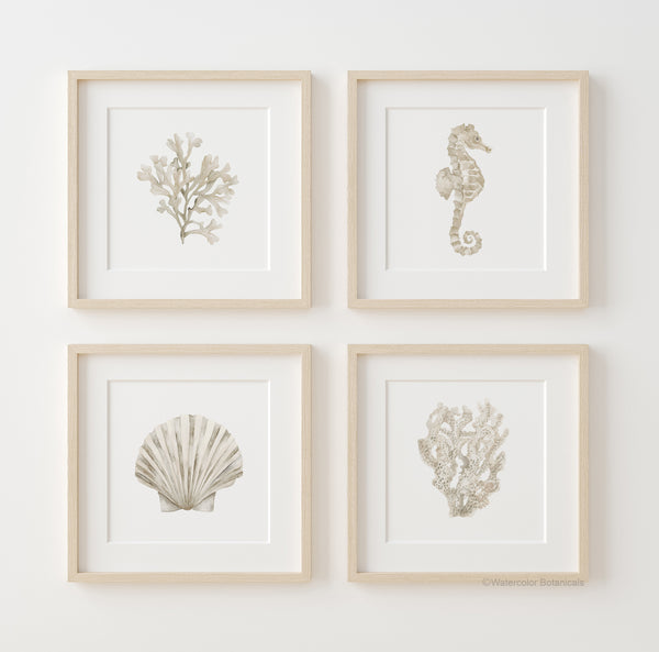 Aquarell Küstenbilder Set aus 4 Bildern
