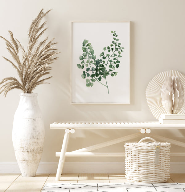 Set of 2 large green botanical art prints for modern interiors