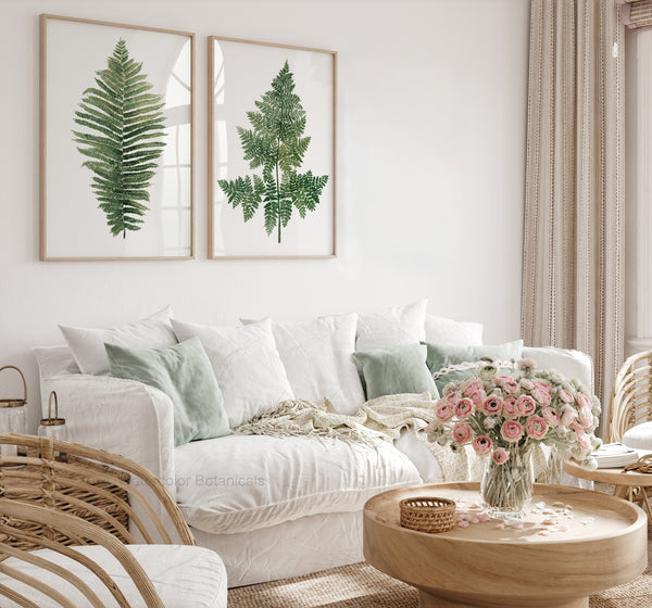 Farn Poster Set – Skandinavische Minimalistische Aquarell Pflanzenkunst (2-teilig)