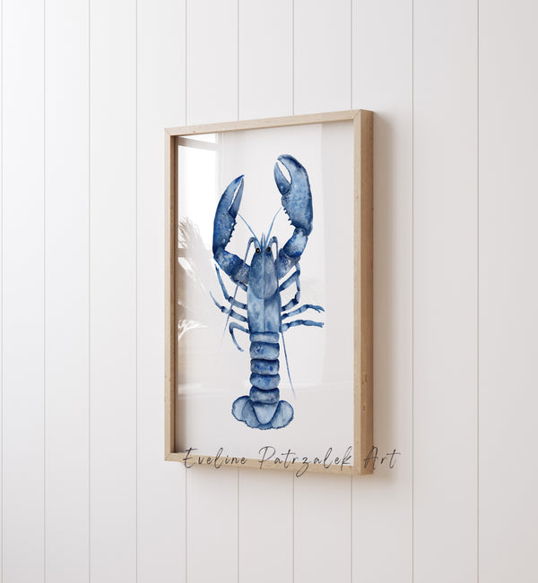 Indigo Blue Marine Animals Print Set of 6 – Navy Coastal Wall Art