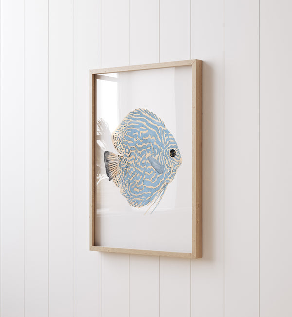 Abstraktes Küstenwandbild, 2er-Set Diskusfische Kunstdrucke