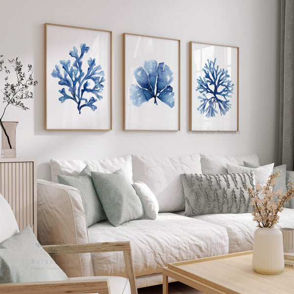 Moderne Küstenkunst, Blaue Minimalistische Korallen