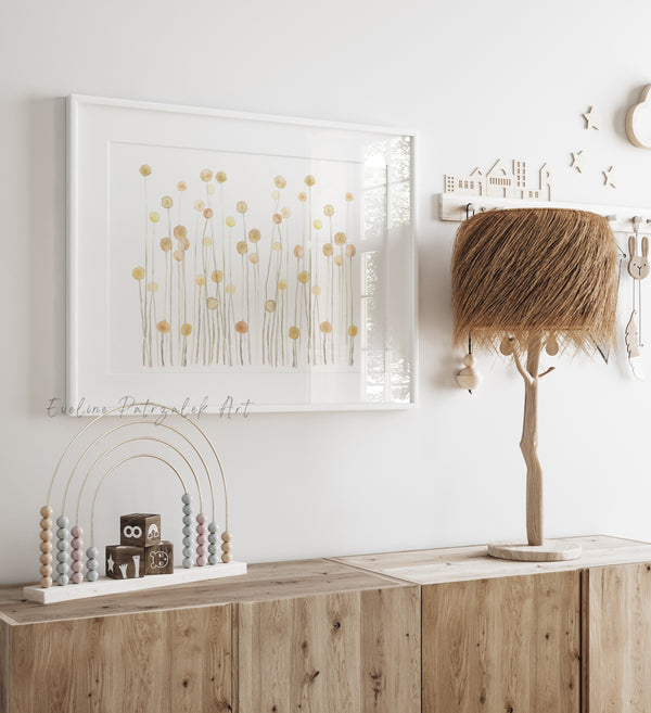 Gelb Beige Aquarell Abstrakt – Minimalistisches Wandbild – Skandinavische Deko Kunstdruck