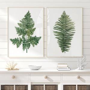 Fern Wall Art Set – Watercolor Minimalist Green Botanical Prints (Set of 2)