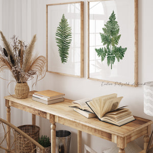 Fern Wall Art Set – Watercolor Minimalist Green Botanical Prints (Set of 2)