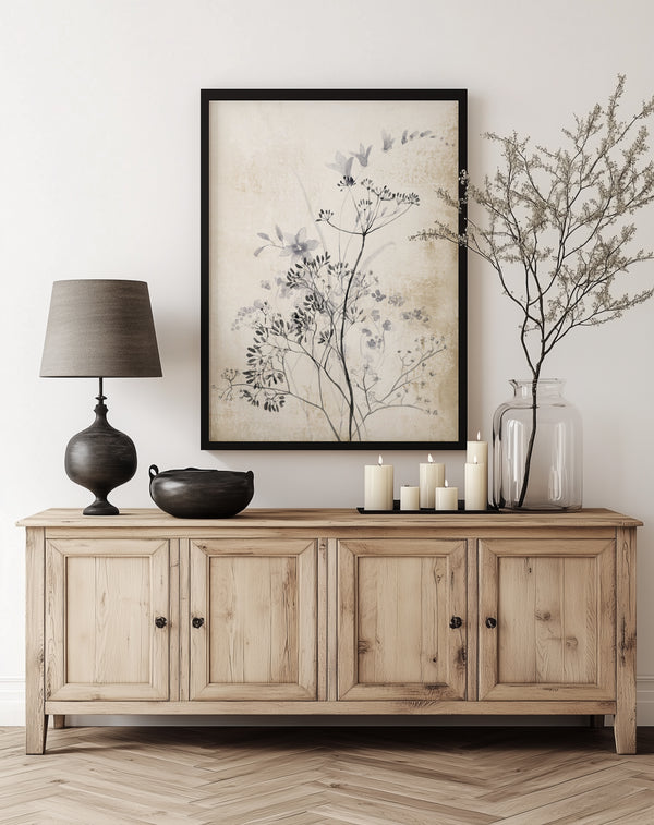 Modern Farmhouse American Art Set of 3 Prints – Neutral Black and Tan Botanical Wall Decor for Living Room, Bedroom, Rustic Country Home