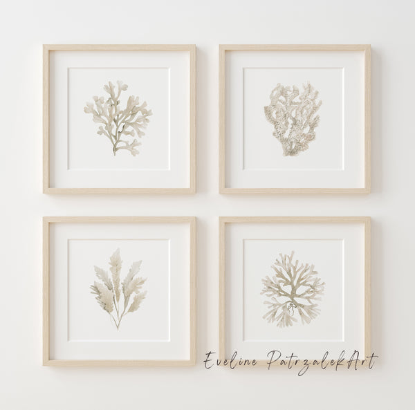 Aquarell Küstenbilder Set aus 4 Bildern