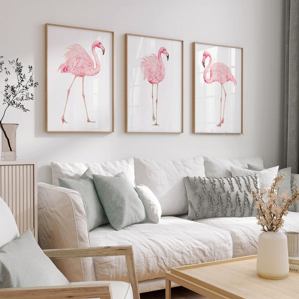 Pink flamingo coastal wall décor for nursery or playroom