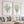 Green coral wall art set of 2 above a beige sofa with blue striped cushions