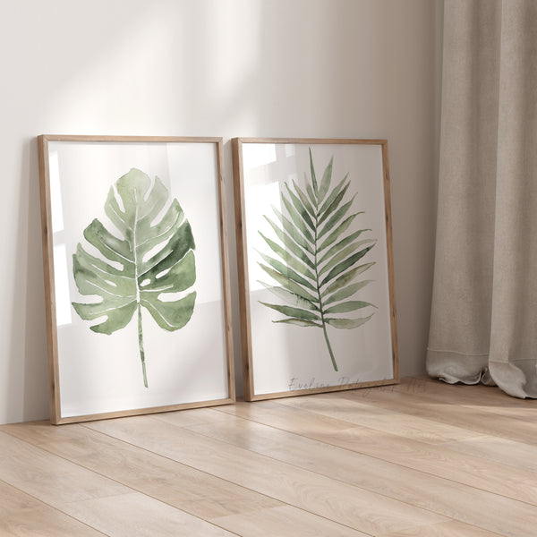 Blaue Schmetterlinge Aquarell Poster – Set von 2 Prints – Skandinavische Wanddeko – Geschenkidee