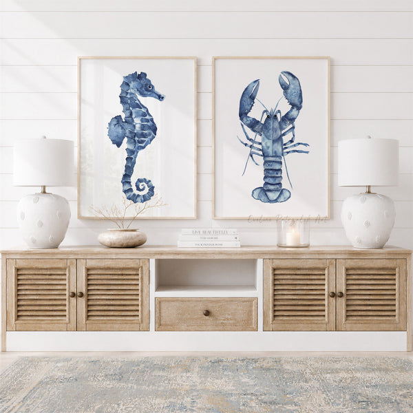 Beige Korallen Bilder 2er Set – Aquarell Wandbilder im Coastal Stil