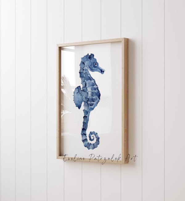 Indigo Blue Marine Animals Print Set of 6 – Navy Coastal Wall Art
