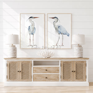 Large heron prints on white background