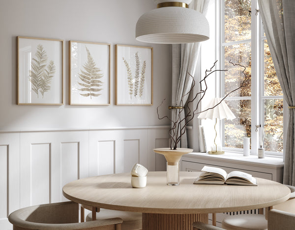 Neutral Wall Art Set of 3 – Cream Fern Botanical Prints for Modern Interiors