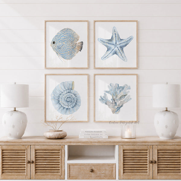 Aquarell Küstenbilder Set aus 4 Bildern