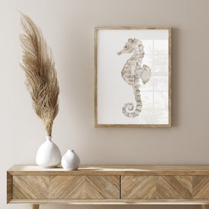 Seahorse Wall Art Print – Neutral Coastal Decor | Watercolor Ocean Animal Poster for Beach House or Modern Boho Interior