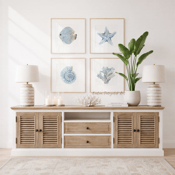 Aquarell Küstenbilder Set aus 4 Bildern